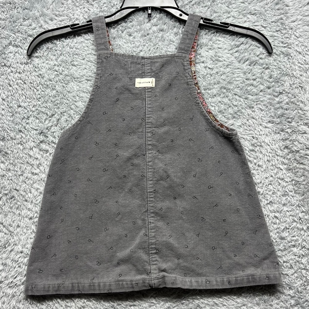 Zara Baby Dress Girls 2/3 Years Gray Corduroy Alphabet Jumper Overall Pinafore - Picture 2 of 10